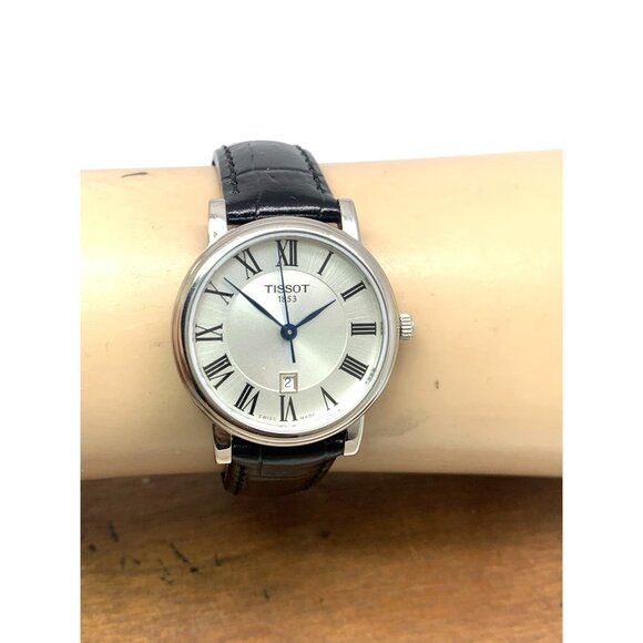 Tissot Women's Watch T1222101603300 Swiss Quartz Silver Dial Black Leather 30mm - Picture 11 of 14